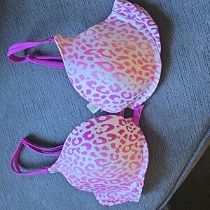 Victoria's Secret Pink and Purple Animal Print Push Up Bra